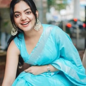 Sky Blue Colour Linen Saree