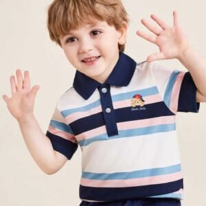 Boys Short Sleeve Striped Polo T-Shirt