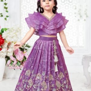 Purple Ruffled Lehenga Choli Set