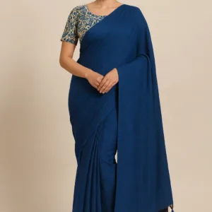 Khadi Cotton Saree- Royal Blue